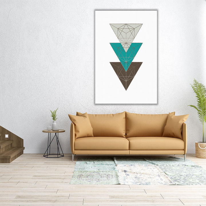 Beige Mint Geometric 3 - Canvas Print Wall Art