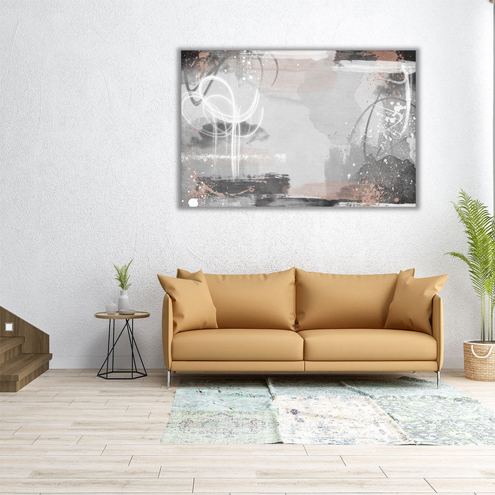 Horizontal grey abstract canvas print