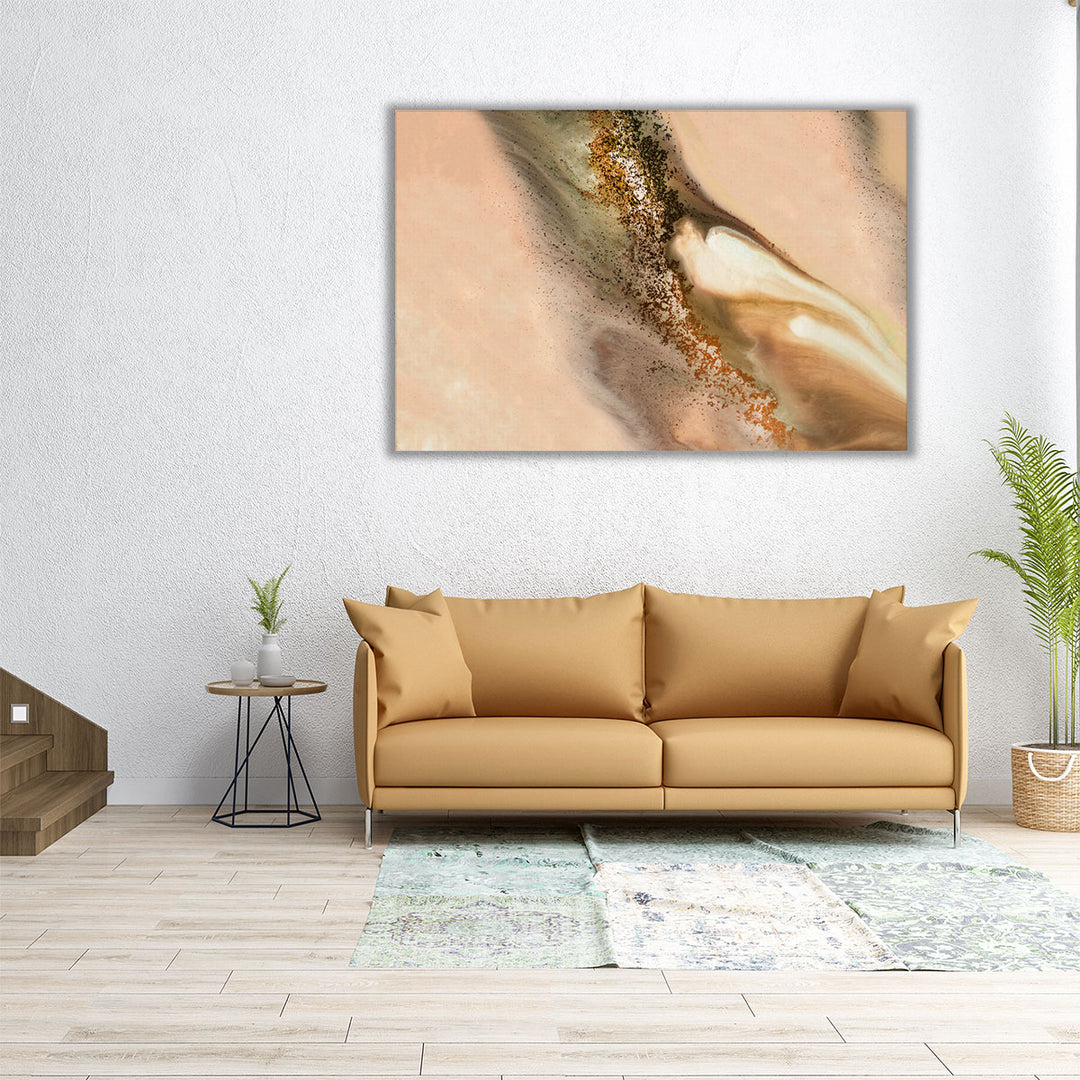 Oversized abstract wall art with beige flow