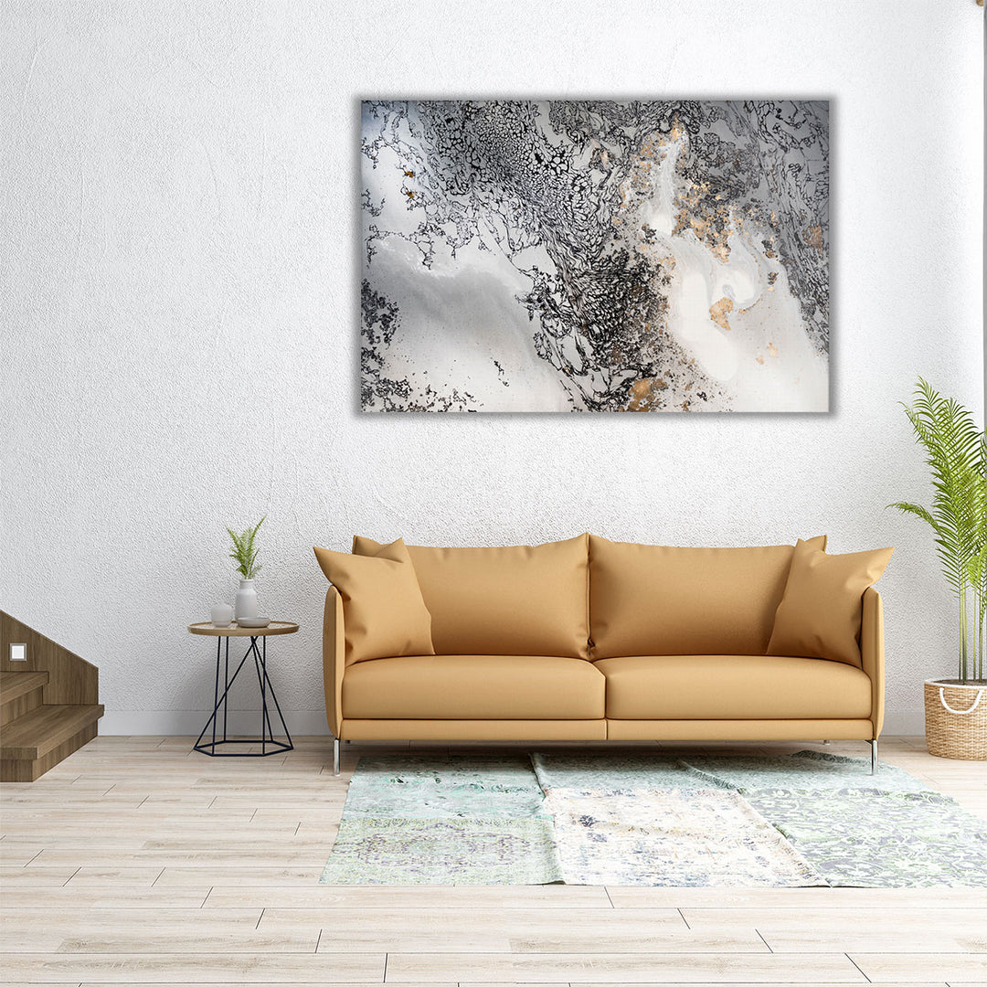 Oversized grey artwork with brush textures