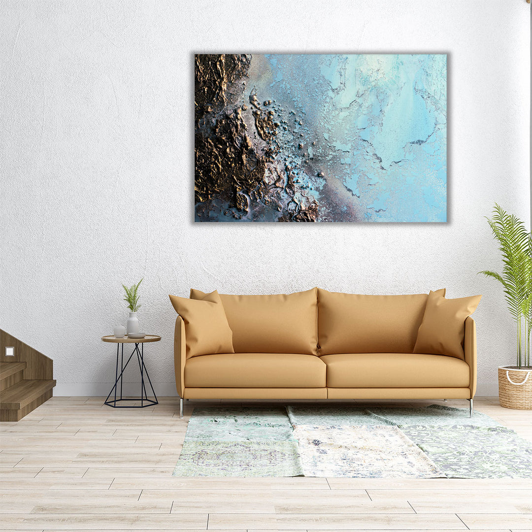 36x24 hallway canvas art blue marble design