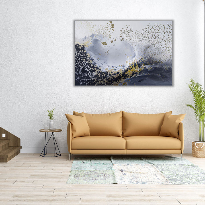 Horizontal abstract canvas in gray tones