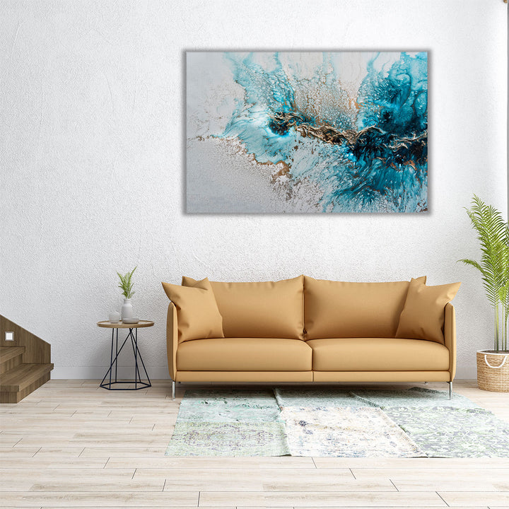 60x40 Marble Wall Art – oversized blue modern artwork