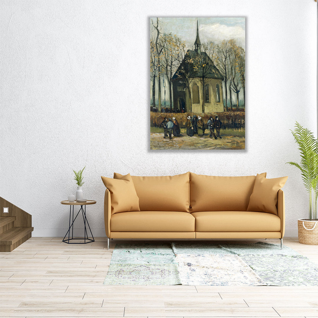 Congregation Leaving the Reformed Church in Nuenen, 1884 - Canvas Print Wall Art