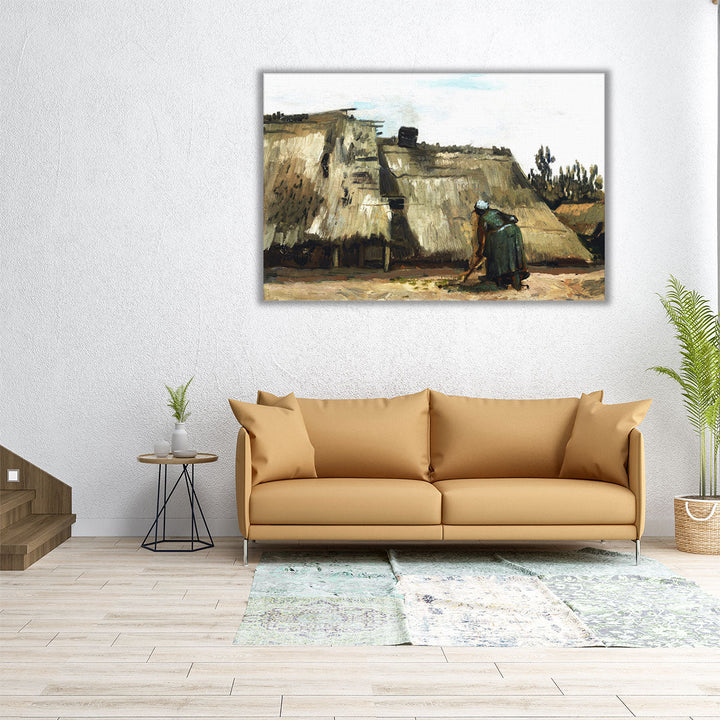 A Peasant Woman Digging in Front of Her Cottage, 1885 - Canvas Print Wall Art