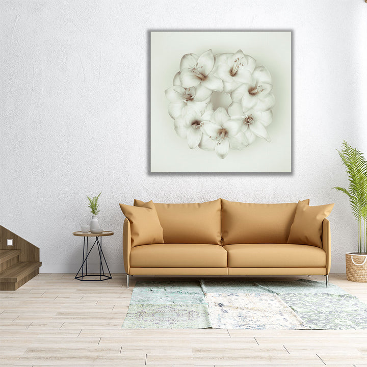 Amaryllis Flower Wreath 1 - Canvas Print Wall Art
