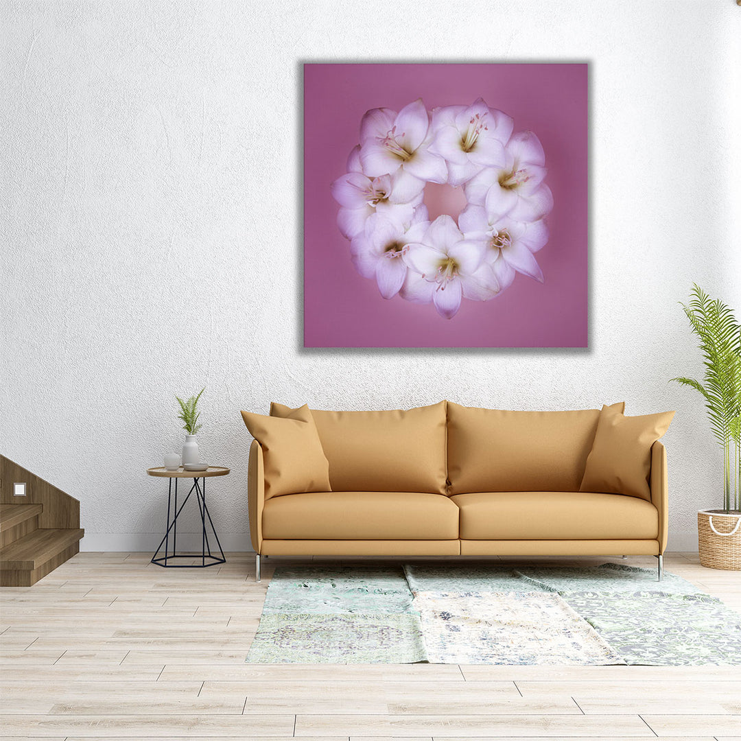 Amaryllis Flower Wreath 2 - Canvas Print Wall Art