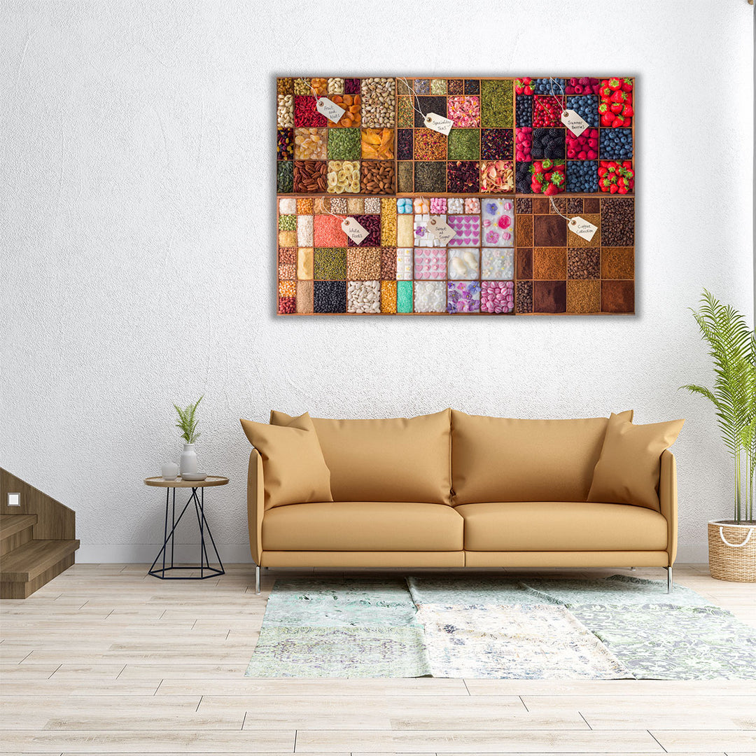 36x24 Canvas Print displays mixed spice arrangement