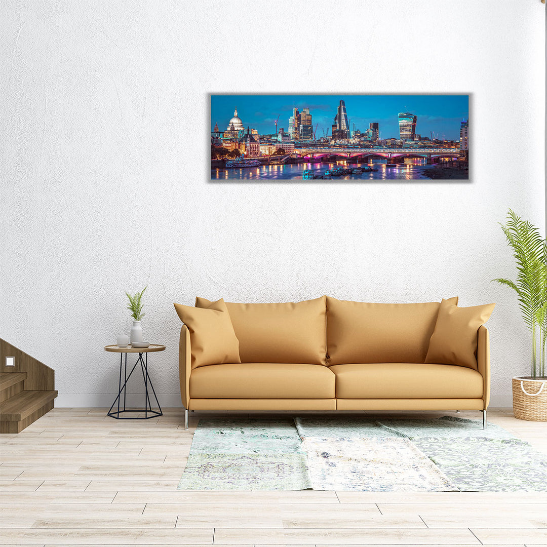 Evening View of Blackfriars Bridge over River Thames 1 - Canvas Print Wall Art