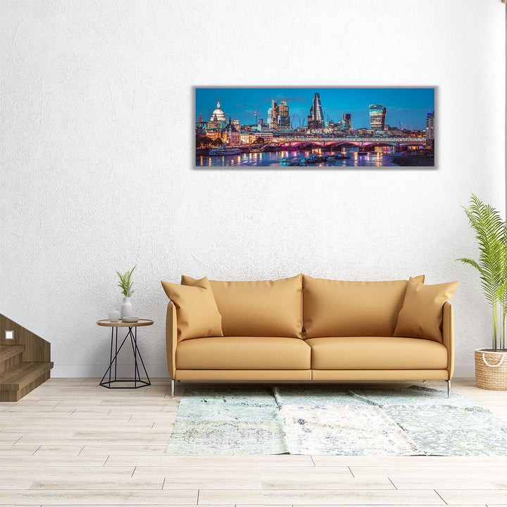 Evening View of Blackfriars Bridge over River Thames 1 - Canvas Print Wall Art