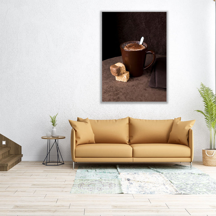 Large coffee wall piece – rustic café ambiance