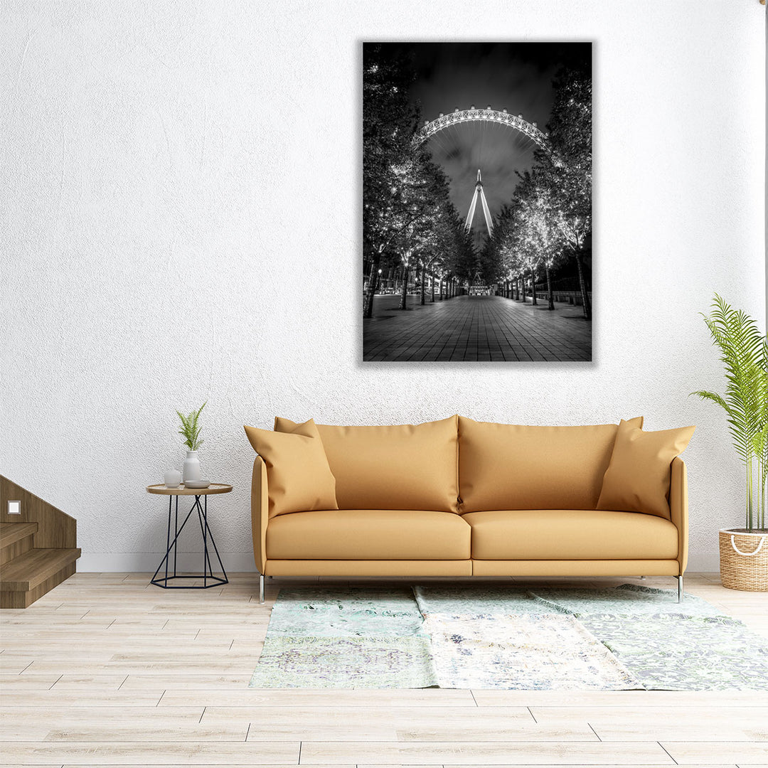 London Eye Black And White - Canvas Print Wall Art