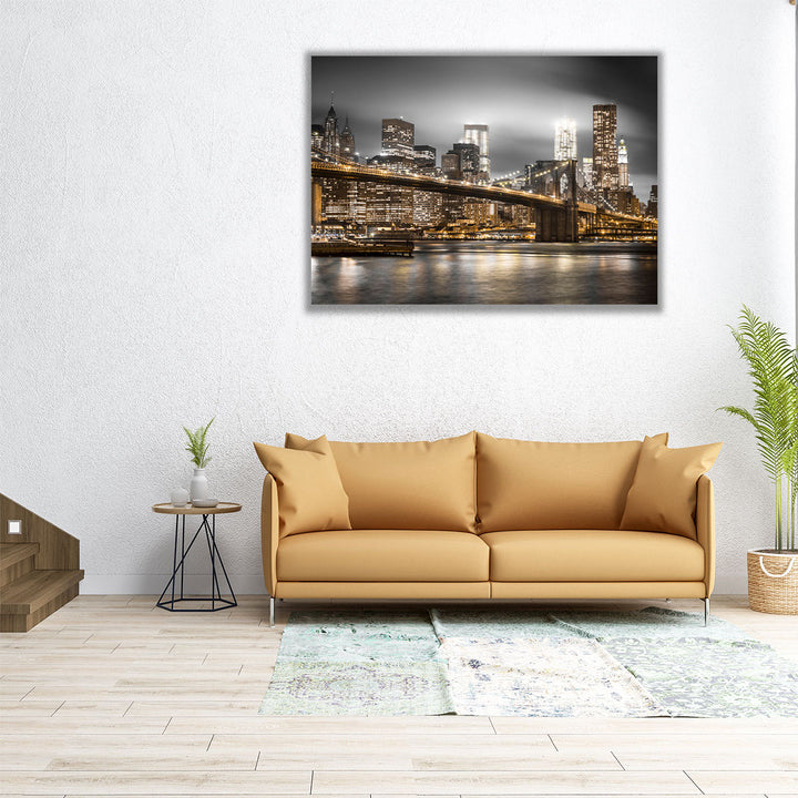Brooklyn Bridge In Evening, New York - Canvas Print Wall Art
