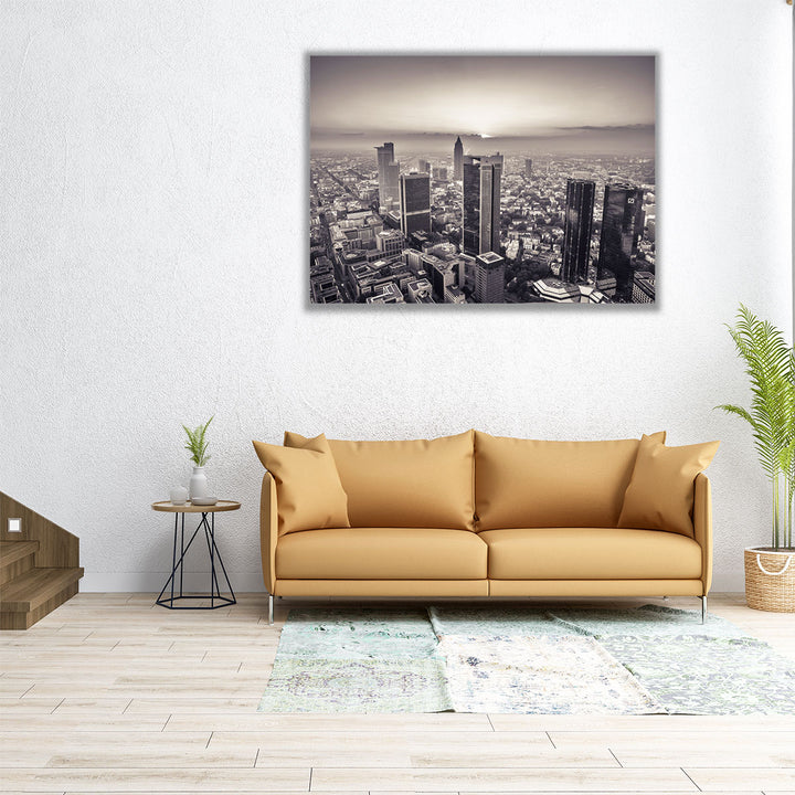 City Skyline At Dusk, Frankfurt, Germany 1 - Canvas Print Wall Art