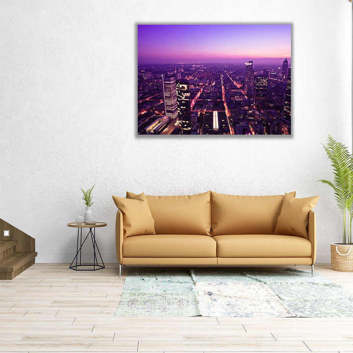 City Skyline At Dusk, Frankfurt, Germany 2 - Canvas Print Wall Art