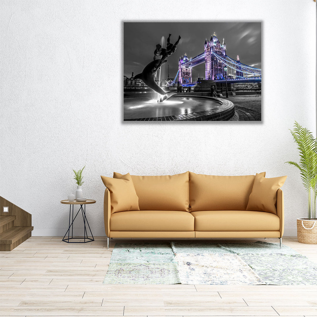 Fountain Next To Tower Bridge, London - Canvas Print Wall Art