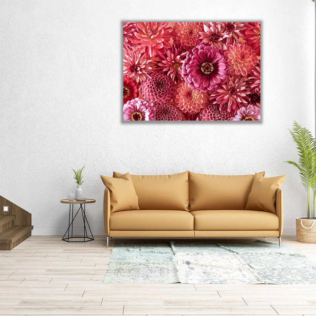 Full Frame Of Mixed Flowers 2 - Canvas Print Wall Art