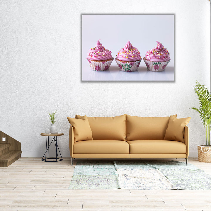 Pink Cup Cakes - Canvas Print Wall Art