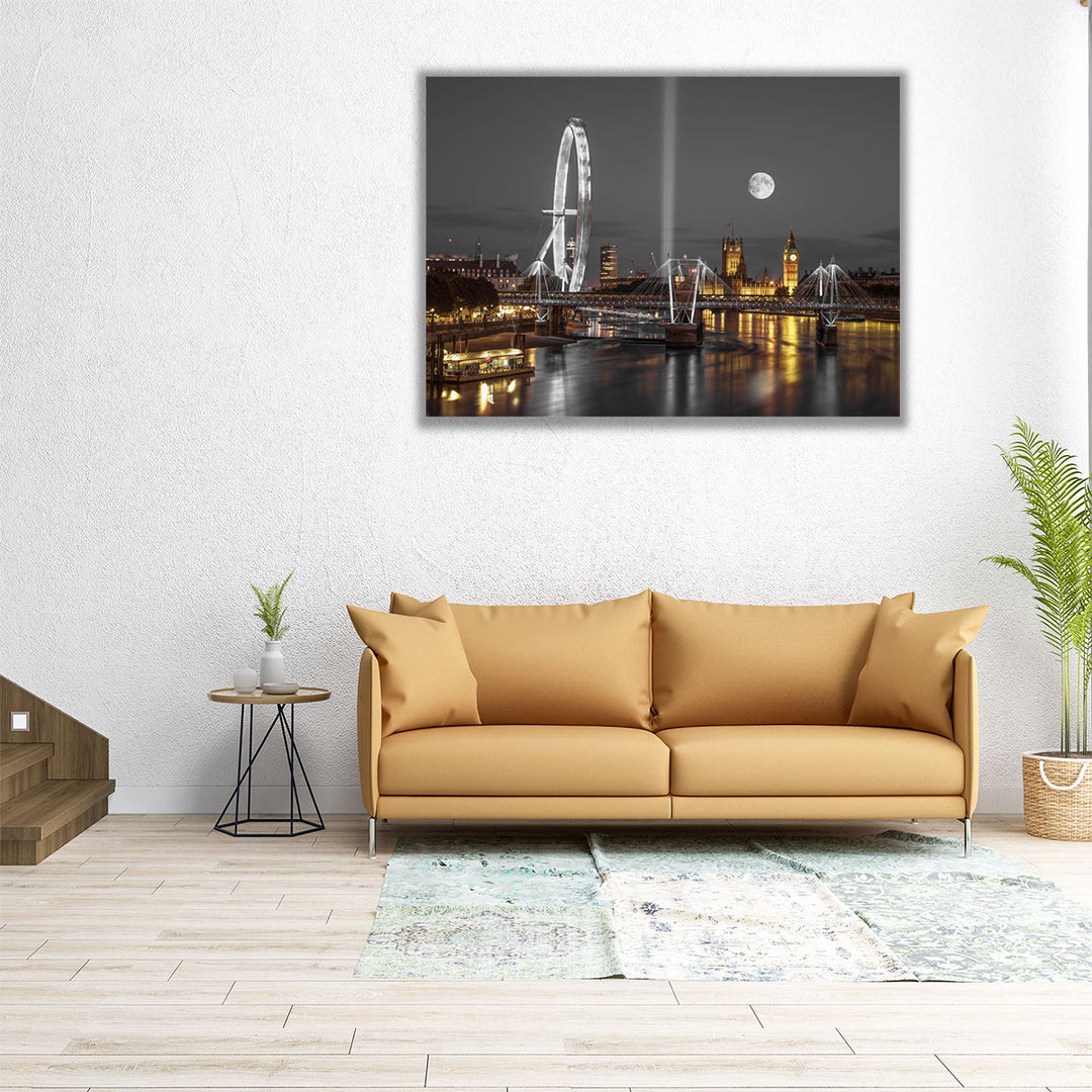 London Eye, Golden Jubilee Bridge And Westminster, London 2 - Canvas Print Wall Art