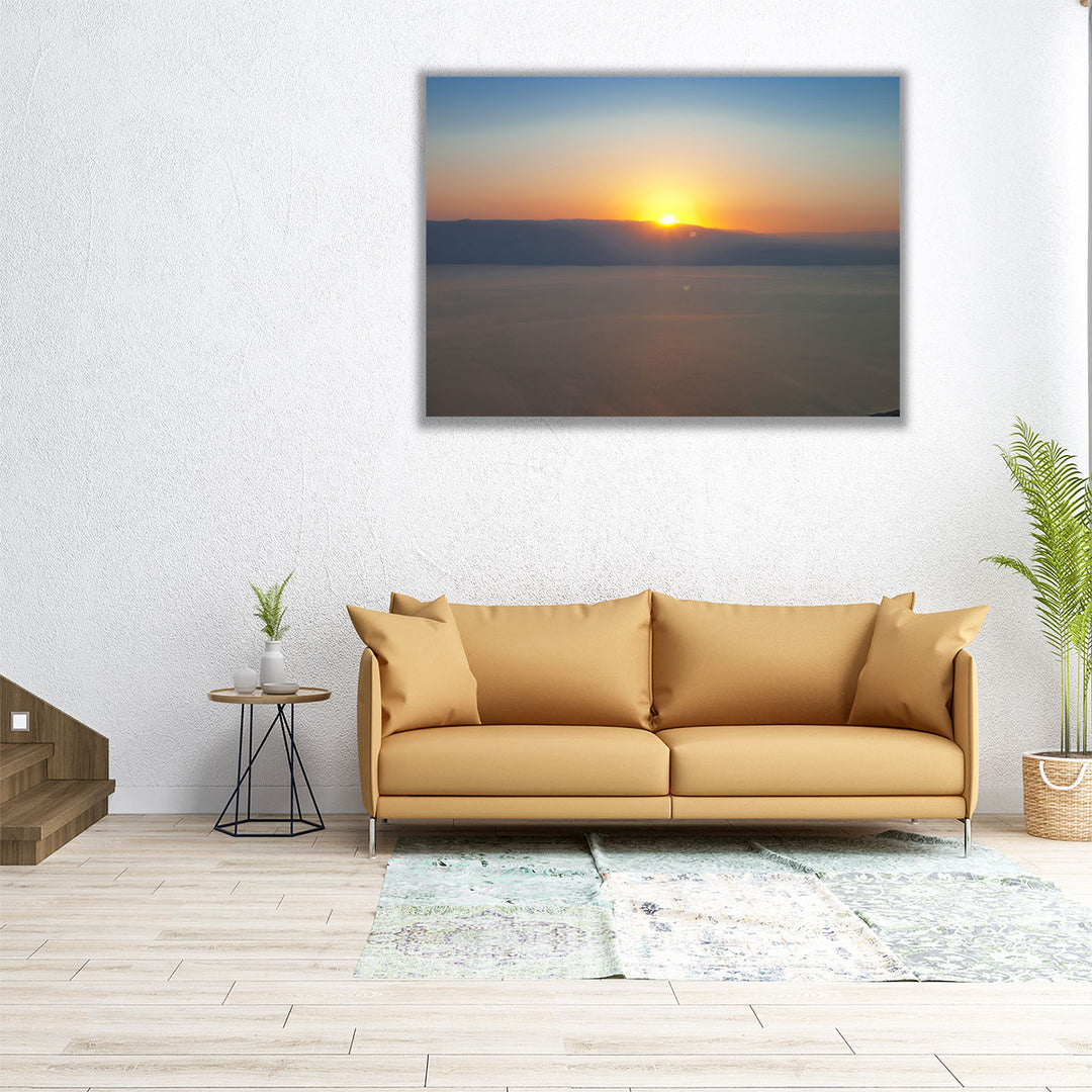 60x45 photo print of cliff and sunrise over sea