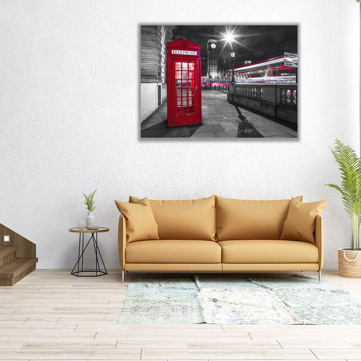 Telephone Box With Big Ben, London - Canvas Print Wall Art