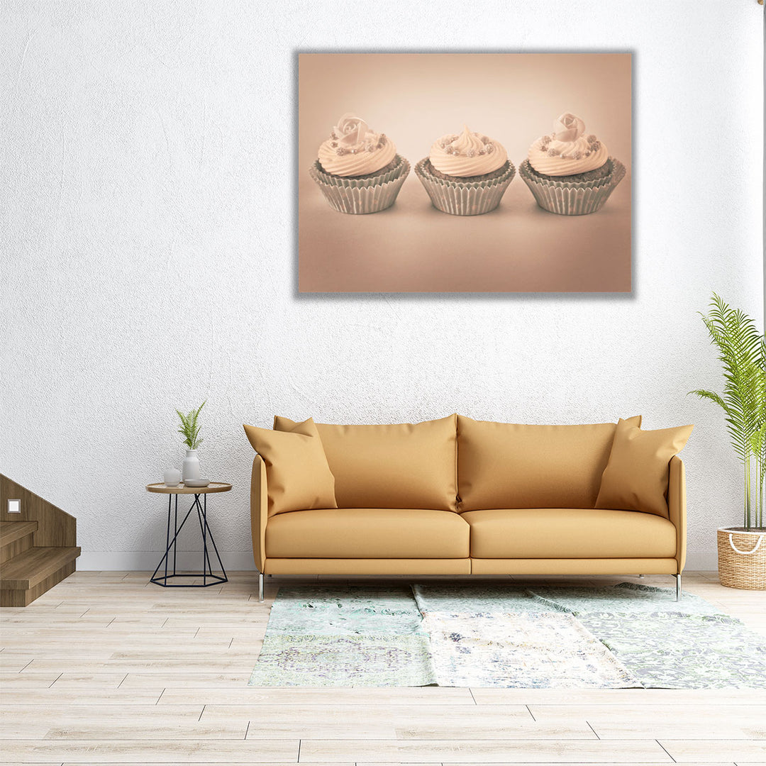 large canvas print – beige cupcake arrangement