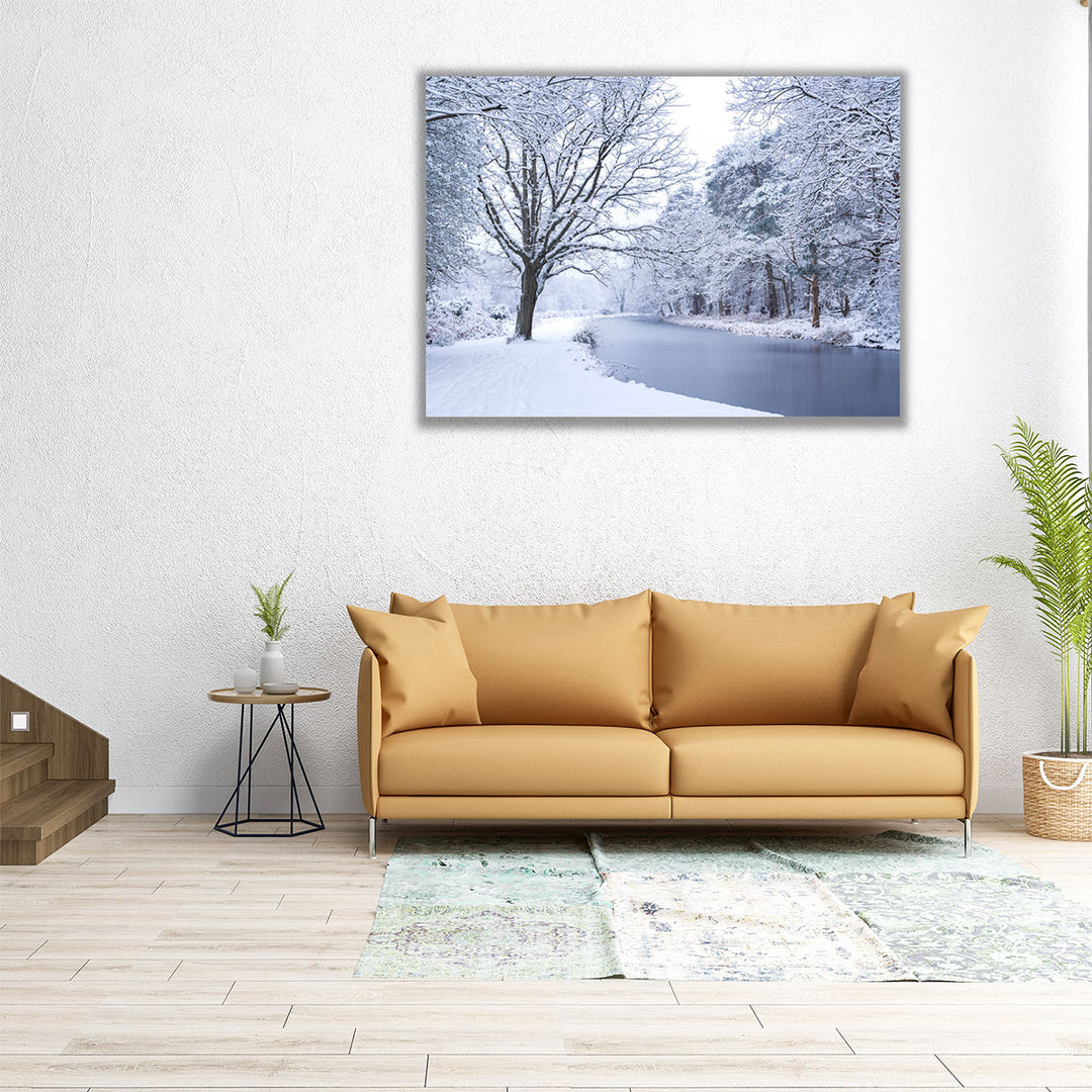 Canal on a Snowy Day - Canvas Print Wall Art