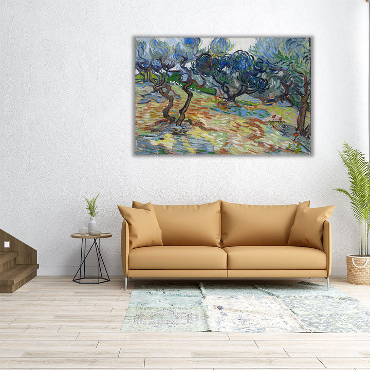 60x40 olive tree and landscape canvas in earthy tones