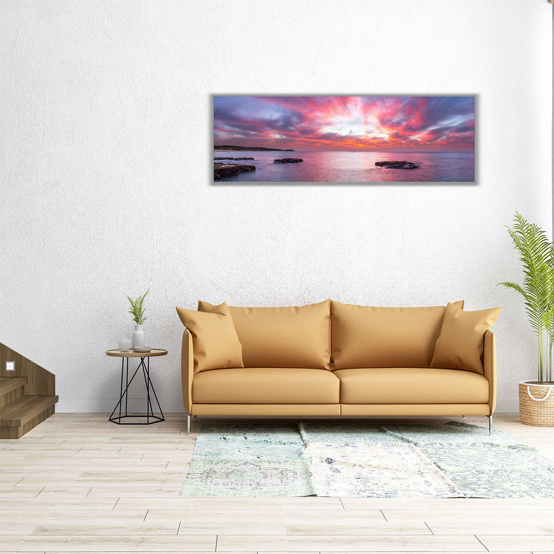 Tranquil Beach with Dramatic Sky - Canvas Print Wall Art