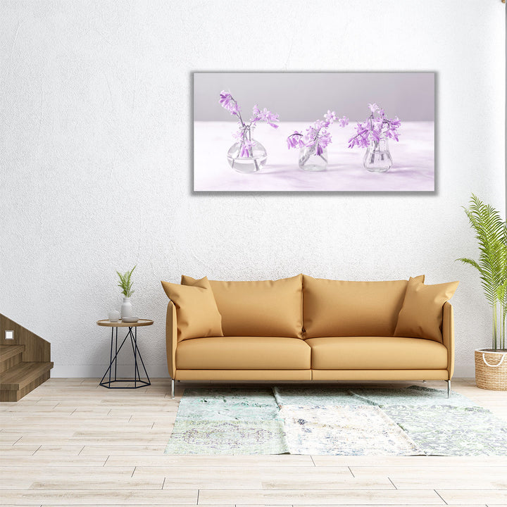 Bluebells in Glass Bottles II - Canvas Print Wall Art