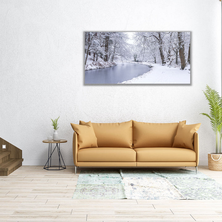60x30 canvas of serene snowy forest scene