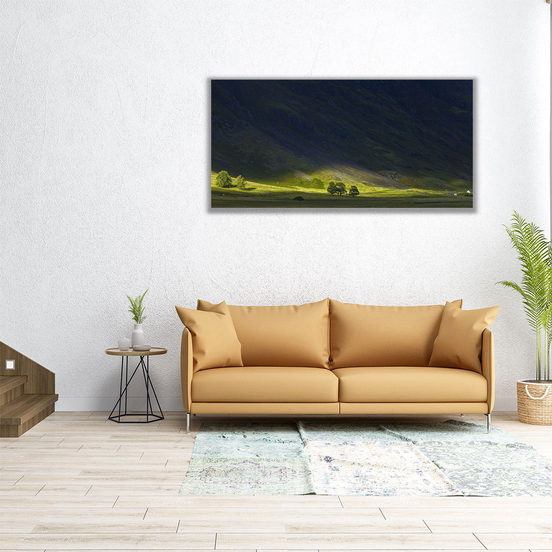 60x30 valley canvas with lush green scenery