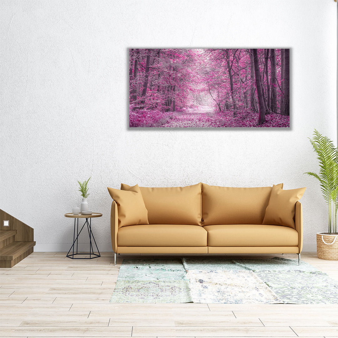 Pathway through Autumn Forest - Canvas Print Wall Art