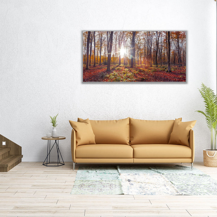 36x18 autumn landscape with forest trees