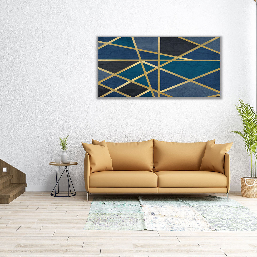Gold and Blue Maze - Canvas Print Wall Art