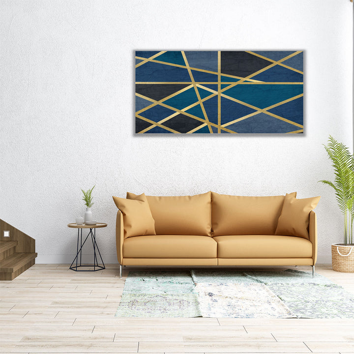 Gold and Blue Maze - Canvas Print Wall Art