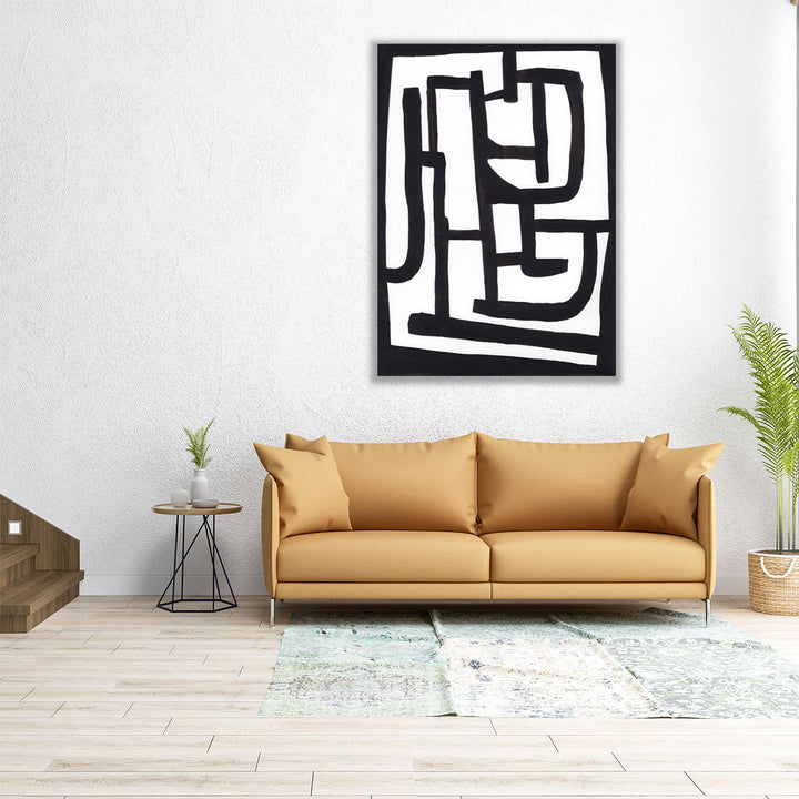 Abstract 2 Black and White - Canvas Print Wall Art