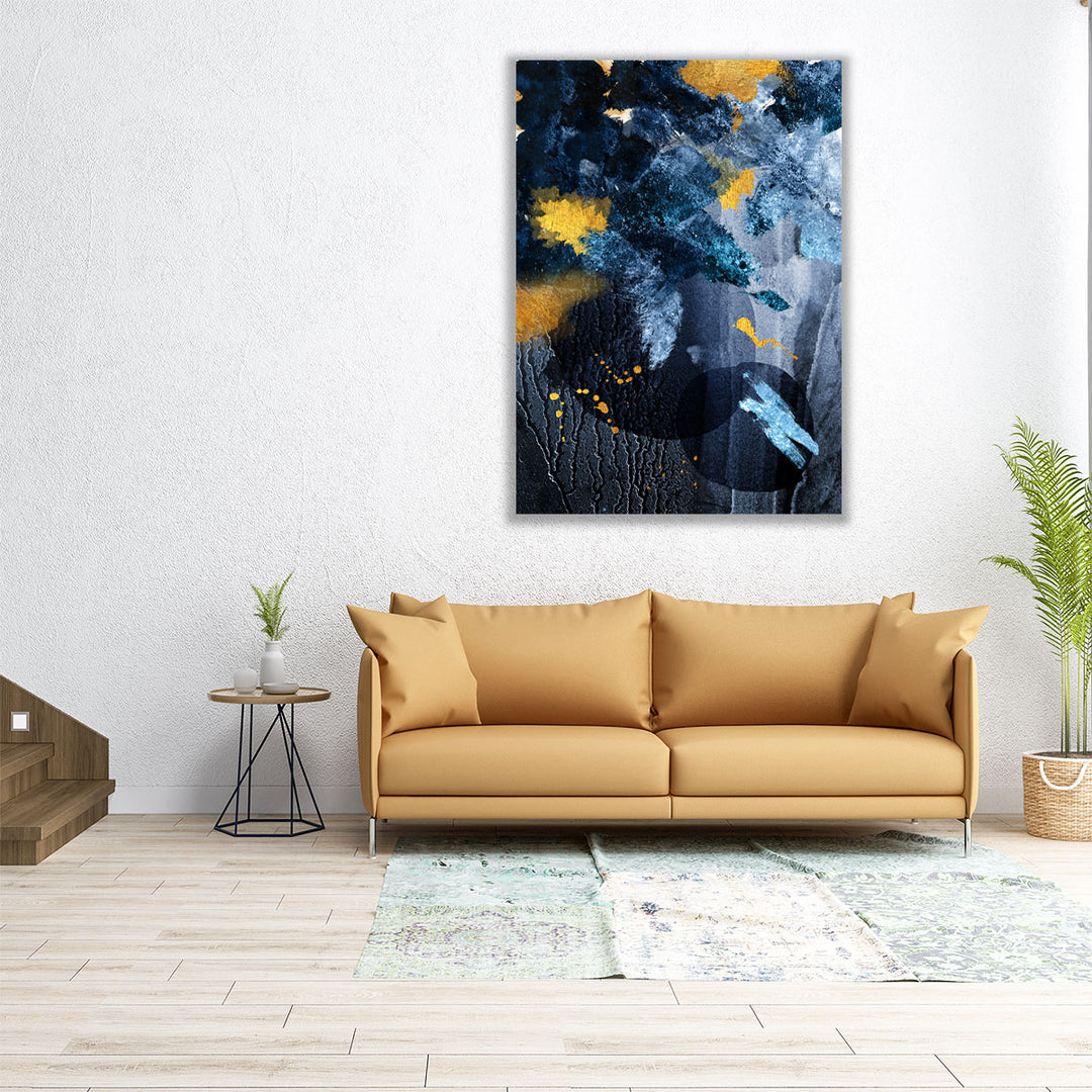 Abstract Blue and Gold - Canvas Print Wall Art