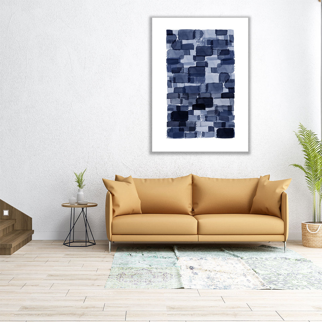 Navy Blue Watercolor Block - Canvas Print Wall Art