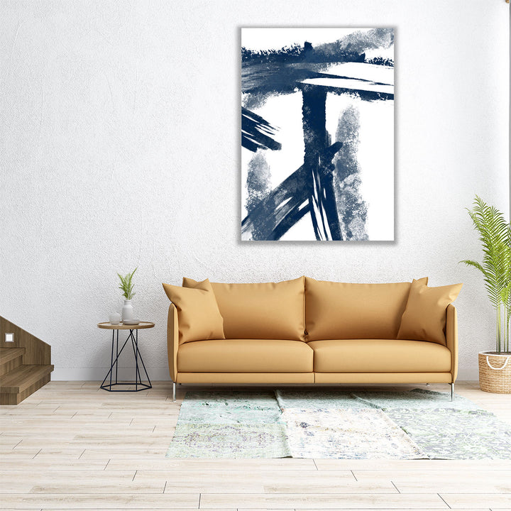 Navy Striking Seams 1 - Canvas Print Wall Art