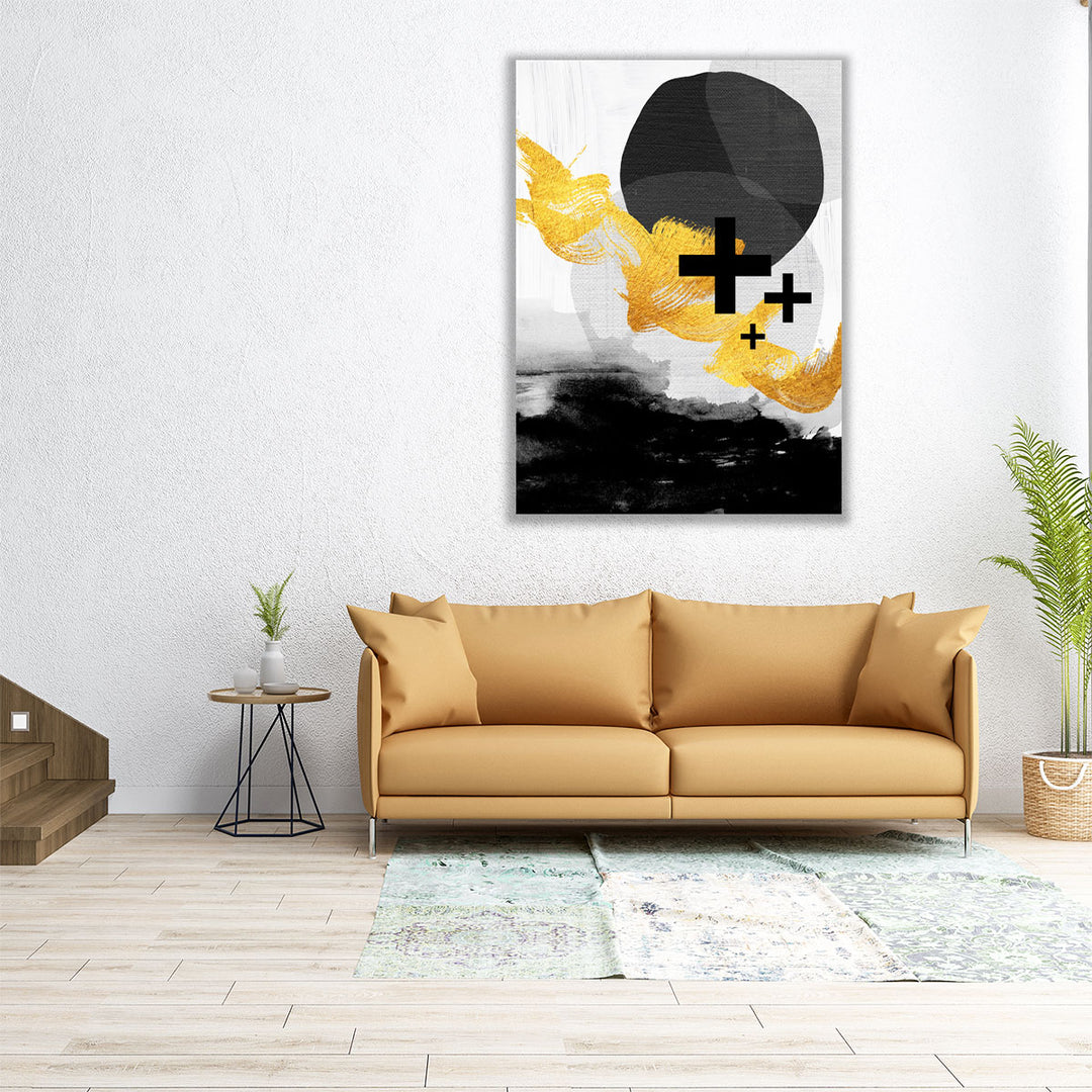 Scandi Black White Gold - Canvas Print Wall Art