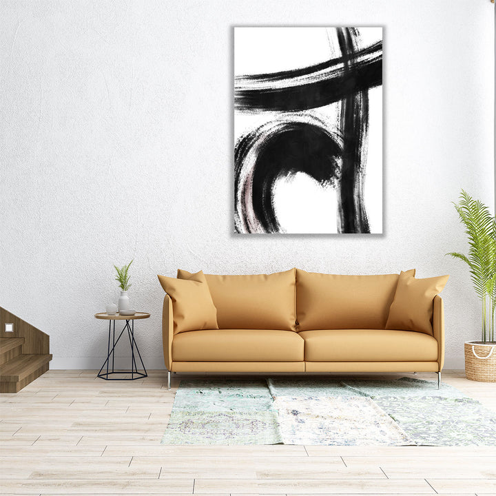 Strokes 1 Black And White - Canvas Print Wall Art