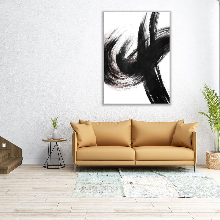 Strokes 2 Black And White - Canvas Print Wall Art