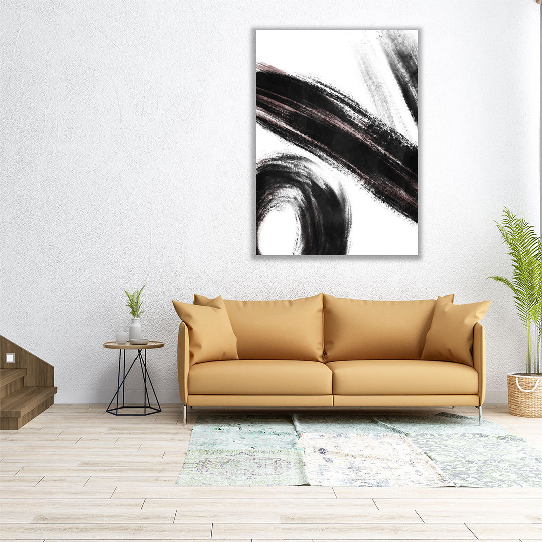 Strokes 3 Black And White - Canvas Print Wall Art