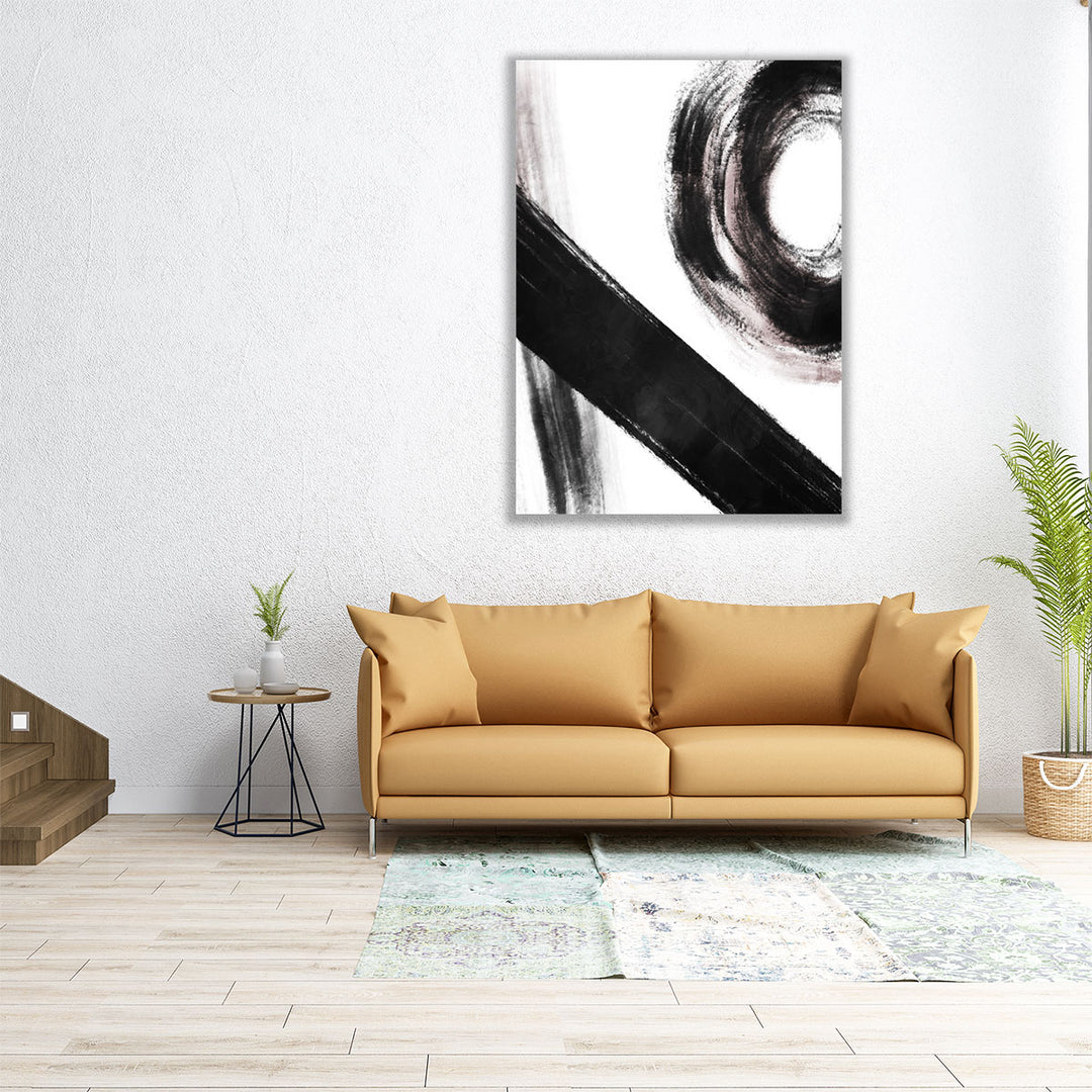 Strokes 4 Black And White - Canvas Print Wall Art