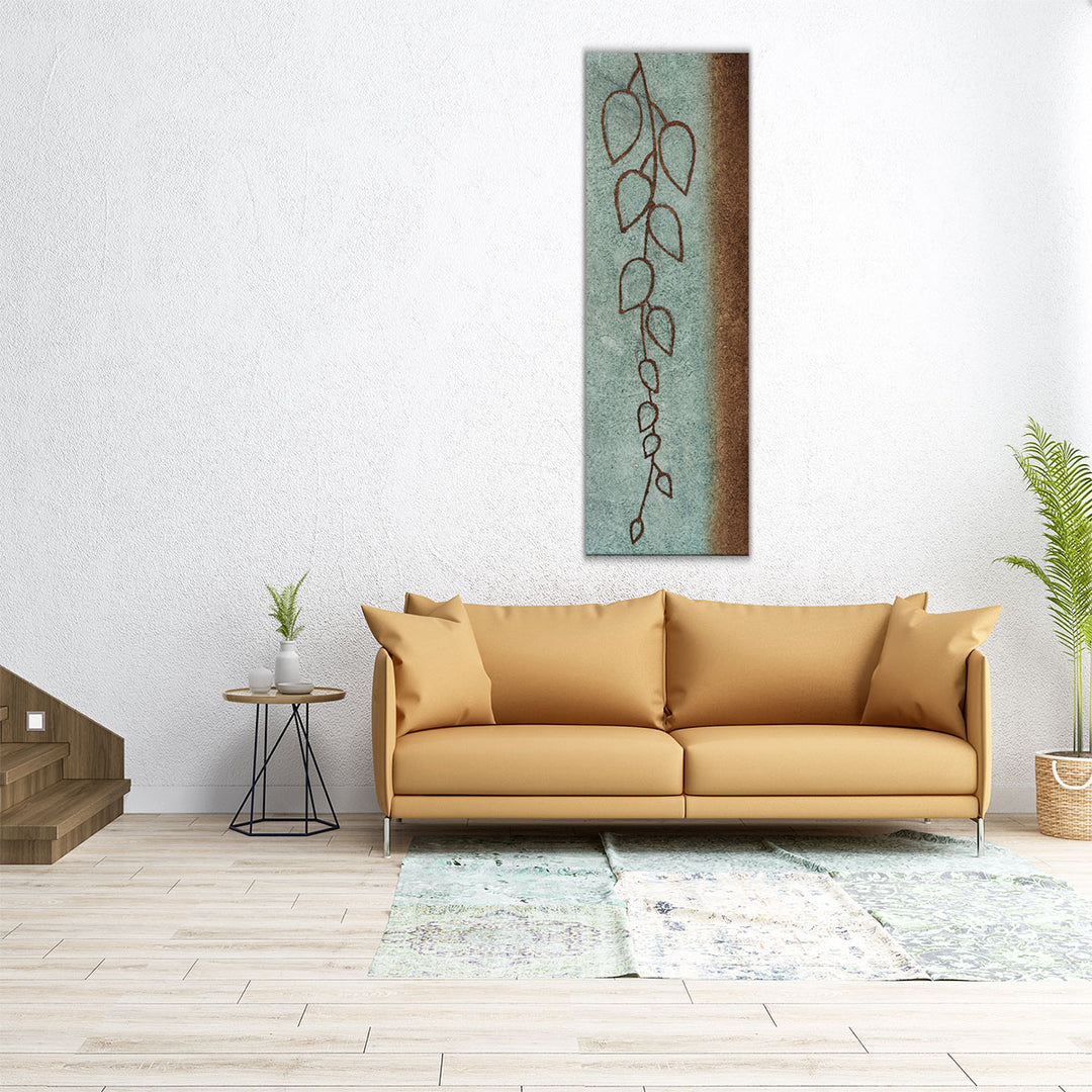 large kitchen art – vertical leaf silhouette