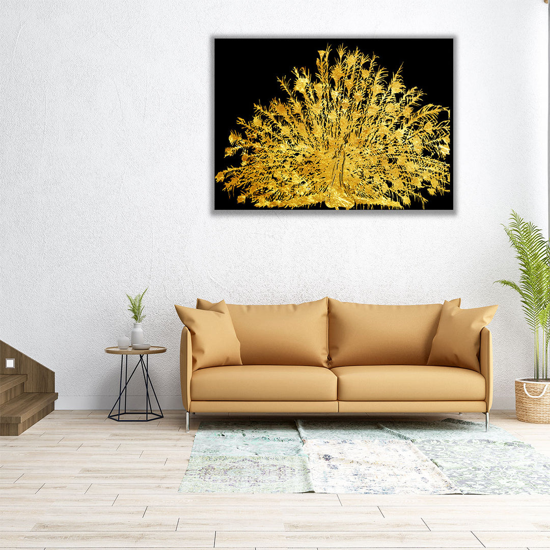 Golden Peacock 4 - Canvas Print Wall Art