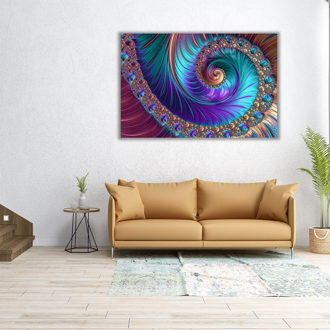 Abstract Blue Fractal Patterns - Canvas Print Wall Art