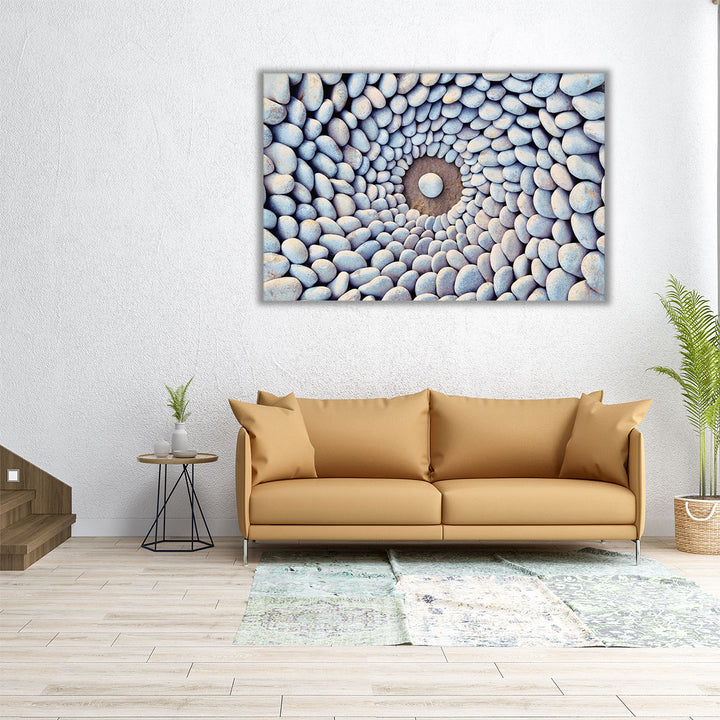 Sea Stones Laid Out in the Form of a Circle - Canvas Print Wall Art