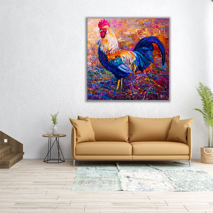 Rooster Oil Painting - Canvas Print Wall Art